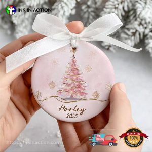 Personalized Pink Christmas Tree Ornament
