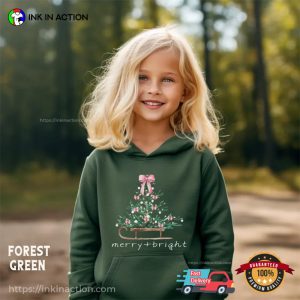 Pink Coquette Christmas Tree Merry And Bright Tee