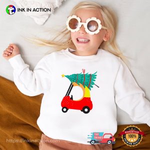 Red Car And Christmas Tree Kid Shirt 1 InkInAction.com