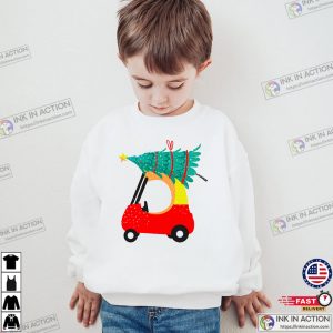 Red Car And Christmas Tree Kid Shirt 2 InkInAction.com