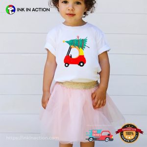 Red Car And Christmas Tree Kid Shirt 3 InkInAction.com