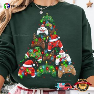 Retro Christmas Gaming Controller Xmas Tree T shirt InkInAction.com