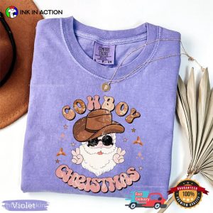 Retro Cowboy Christmas Western Holiday Comfort Colors Shirt 2 InkInAction.com