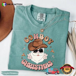Retro Cowboy Christmas Western Holiday Comfort Colors Shirt 3 InkInAction.com