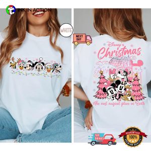 Retro Disney Christmas Pink Cute Mickey And Friends Xmas Comfort Colors Tee