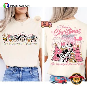 Retro Disney Christmas Pink Cute Mickey And Friends Xmas Comfort Colors Tee