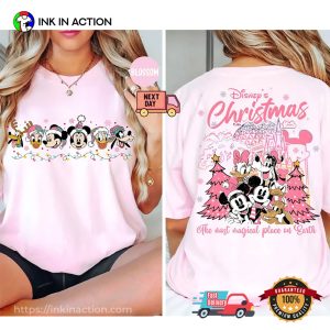 Retro Disney Christmas Pink Cute Mickey And Friends Xmas Comfort Colors Tee InkInAction.com