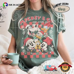 Retro Disney Family Checkered Mickey & Co Christmas Comfort Colors Tee