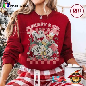 Retro Disney Family Checkered Mickey & Co Christmas Comfort Colors Tee