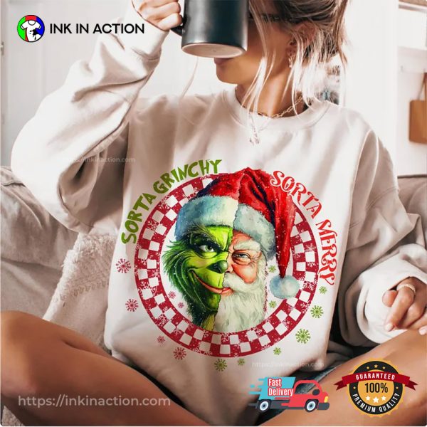 Retro Grinch Vs Santa Claus Merry Christmas Shirt
