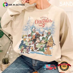 Retro Merry Christmas Mickey And Friends Comfort Colors Tee