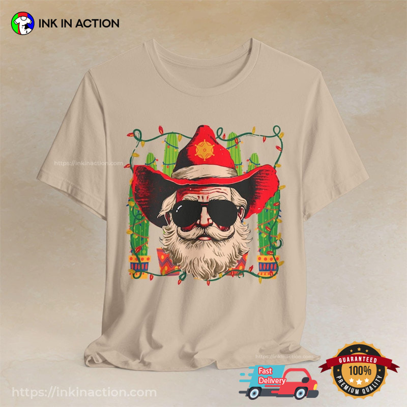 Retro Western Cowboy Santa Graphic Shirt Retro Western Cowboy Santa Graphic Shirt