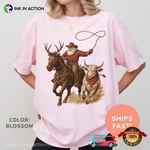 Santa Is Cowboy Western Christmas Funny Comfort Colors Shirt