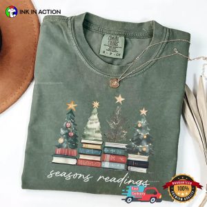 Season Readings, Book Xmas Tree Comfort Colors Shirt