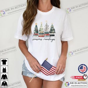 Season Readings, Book Xmas Tree Comfort Colors Shirt