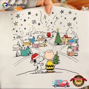 Snoopy And A Charlie Brown Xmas Village Cartoon Tee