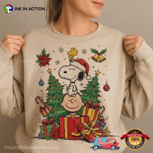 Snoopy And Charlie Brown On Christmas Time Holiday Tee