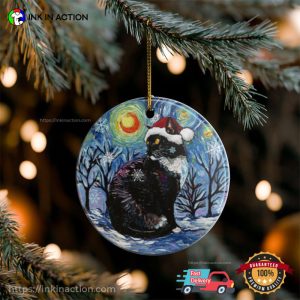Starry Night Santa Cat Christmas Ornament