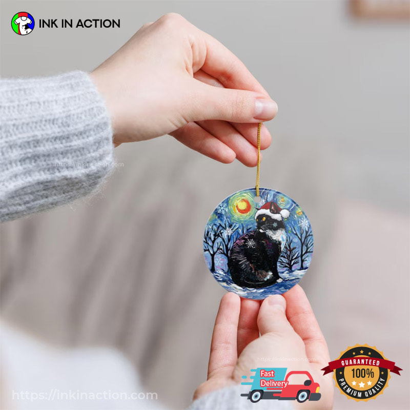 Starry Night Santa Cat Christmas Ornament Starry Night Santa Cat Christmas Ornament