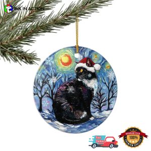 Starry Night Santa Cat Christmas Ornament