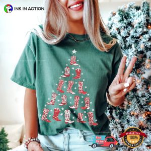Western Christmas Boots Tree Retro Comfort Colors Shirt