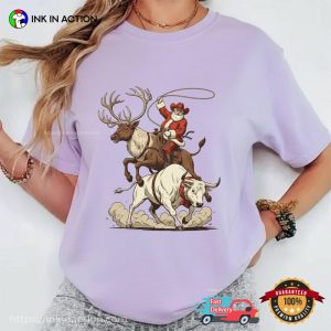 Western cowboy santa Riding Reindeer Comfort Colors Shirt 3 InkInAction.com