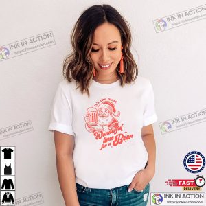 Wonderful Time For A Beer Retro Santa Claus Shirt