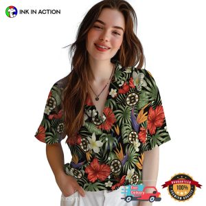 Boston Bruins Floral Hibiscus Hawaiian Shirt