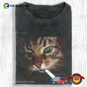 Cat Smoking Vintage Grunge Meme Shirt