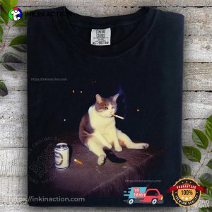 Cigarette Cat Funny Love Sick Cat Comfort Colors Tee