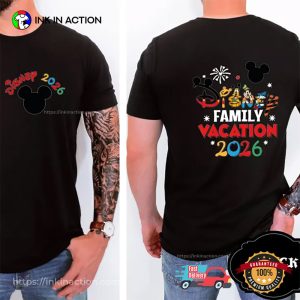 Disney 2026 Family Vacation Disneyland Family Trip 2 Sided T shirt 1 InkInAction.com