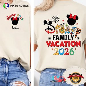 Disney 2026 Family Vacation Disneyland Family Trip 2 Sided T shirt InkInAction.com