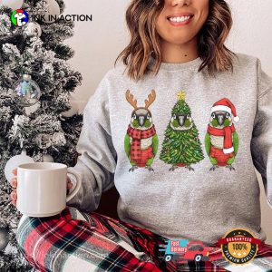 Green Cheek Conure Christmas Santa Bird Comfort Colors Tee InkInAction.com