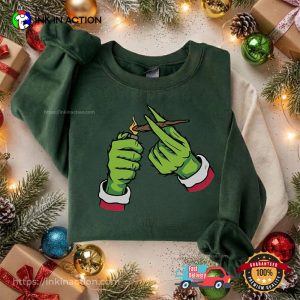 Grinch Hands Smoking Merry Christmas T shirt 2 InkInAction.com