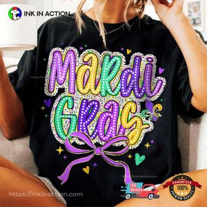 Happy Mardi Gras Coquette Bow Comfort Colors Tee InkInAction.com