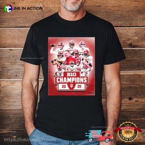 Indiana Hoosiers Team 2025 Big Ten Football Champions Poster T-Shirt Indiana Hoosiers Team 2025 Big Ten Football Champions Poster T-Shirt