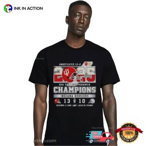 Indiana Hoosiers Undefeated Big Ten Conference Champions 2025 T-Shirt Indiana Hoosiers Undefeated Big Ten Conference Champions 2025 T-Shirt