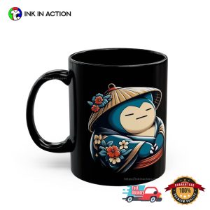 Japanese Snorlax with kimono Black Pokemon Mug 1 InkInAction.com