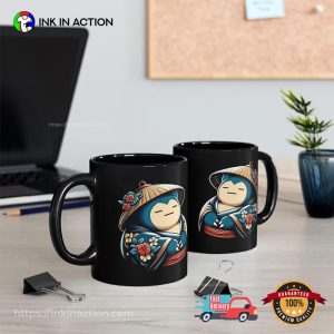 Japanese Snorlax with kimono Black Pokemon Mug InkInAction.com