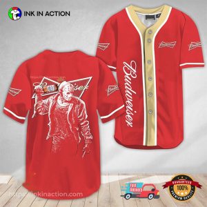 Jason Voorhees Friday The 13th Budweiser Baseball Jersey Jason Voorhees Friday The 13th Budweiser Baseball Jersey