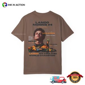 Lando Norris Number 4 F1 Champion Comfort Colors Tee Lando Norris Number 4 F1 Champion Comfort Colors Tee