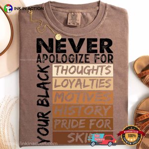 Never Apologize For Your Black, Black Pride Comfort Colors Shirt 2 InkInAction.com