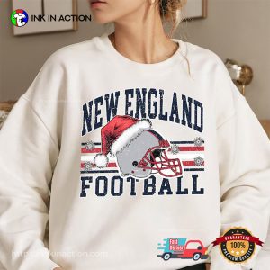 New England Football Santa Christmas Holiday T shirt InkInAction.com