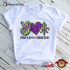 Peace Love Mardi Gras Love T shirt 2 InkInAction.com