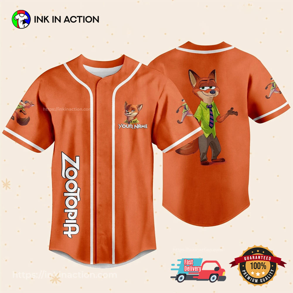 Personalized Disney Zootopia Nick Wilde Baseball Jersey Personalized Disney Zootopia Nick Wilde Baseball Jersey