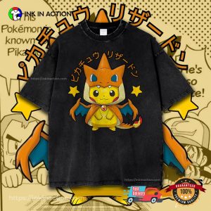 Pokemon Pikachu Charizard Poncho Anime T-shirt Pokemon Pikachu Charizard Poncho Anime T-shirt