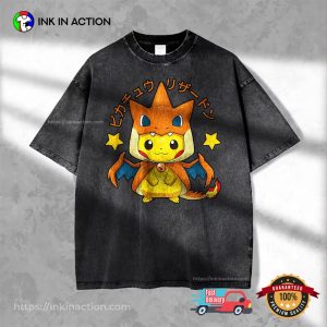 Pokemon Pikachu Charizard Poncho Anime T-shirt 2 InkInAction.com