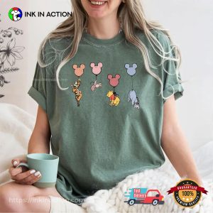 Pooh And Friends Flying Balloons Comfort Colors Tee