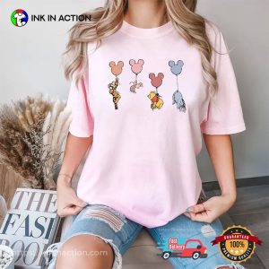 Pooh And Friends Flying Balloons Comfort Colors Tee