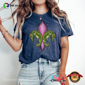 Retro Mardi gras crocodile Animal T-shirt 1 InkInAction.com